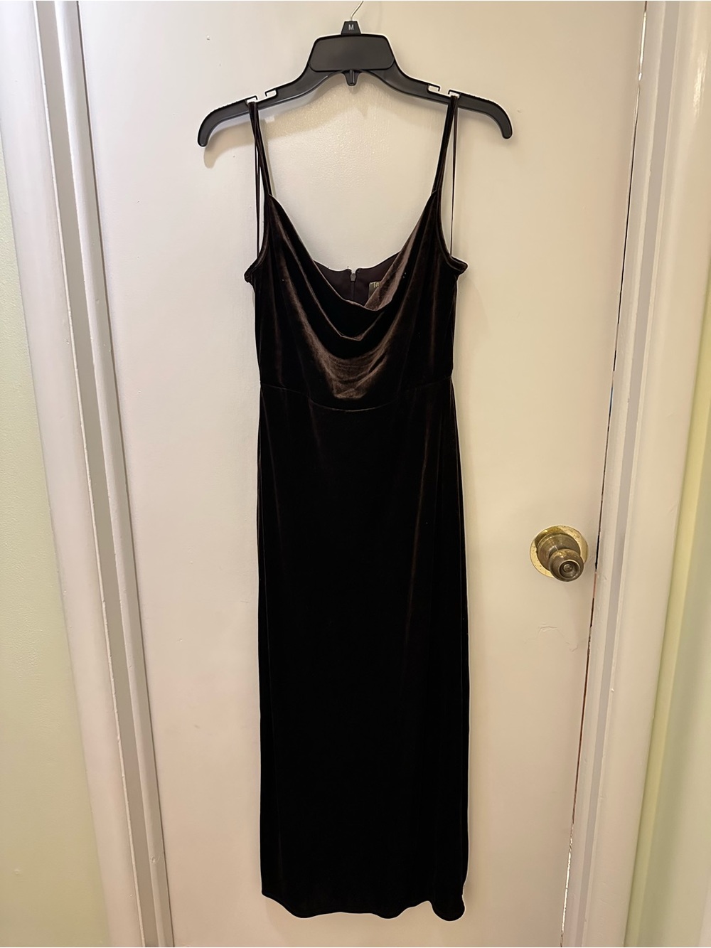 Sleeveless Chocolate Brown Velvet Slip Dress